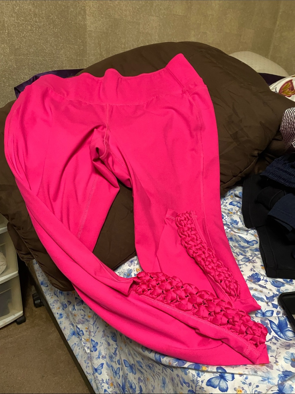 Lane Bryant Hot Pink Knit Leggings with Side Crochet Trim
